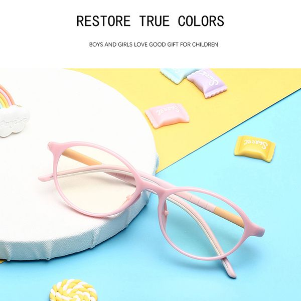 

juli oval blue light blocking kids computer glasses oval frame children boy girls light yellow lens eyeglasses 6619, White;black