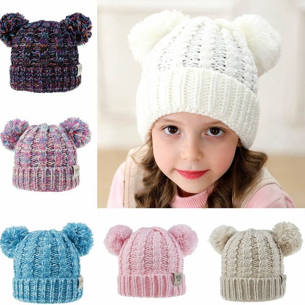 

hha798 winter new pom hat hat warm soft cute pompom caps outdoor winter knitted designer girs kids crochet warm tvjee, White;black