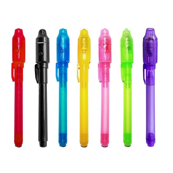 

2 in 1 luminous light invisible ink pen uv check money kids learning educational magic pens glow in the dark toys