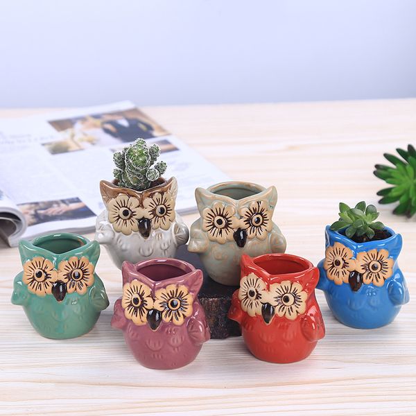 

flower eyes animal owl fleshy flowerpot european decoration creative ornaments personalized cute ceramic mini potted plants dhl