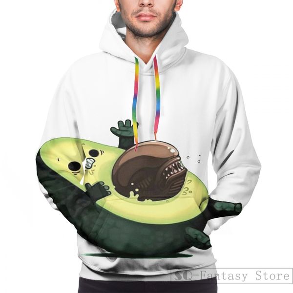 

mens hoodies sweatshirt for women funny avocado vs alien print casual hoodie streatwear, Black