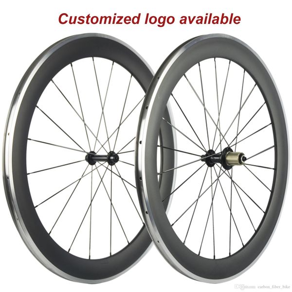 

a pair 60mm clincher 23mm width alloy brake carbon wheelset 3k matte with aluminum surface brake with r13 hub