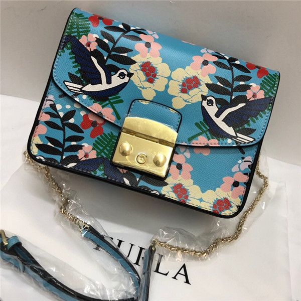 

new fashion graffiti messenger bag ladies bird flower pattern small fresh shoulder bag sweet cute leather small square bag