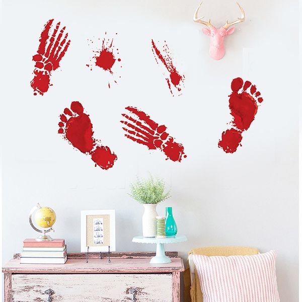 

кровавый отпечаток руки стикер хэллоуин ужасные наклейки на стены двери окна декорации фестиваль украшения 30 * 45 см