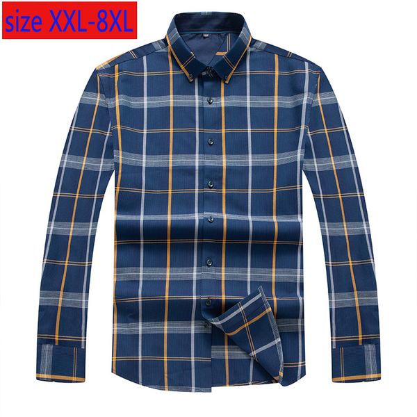 

new arrival fashion super large men autumn long sleeve shirt fashion casual plaid plus size 2xl 3xl 4xl 5xl 6xl 7xl 8xl, White;black