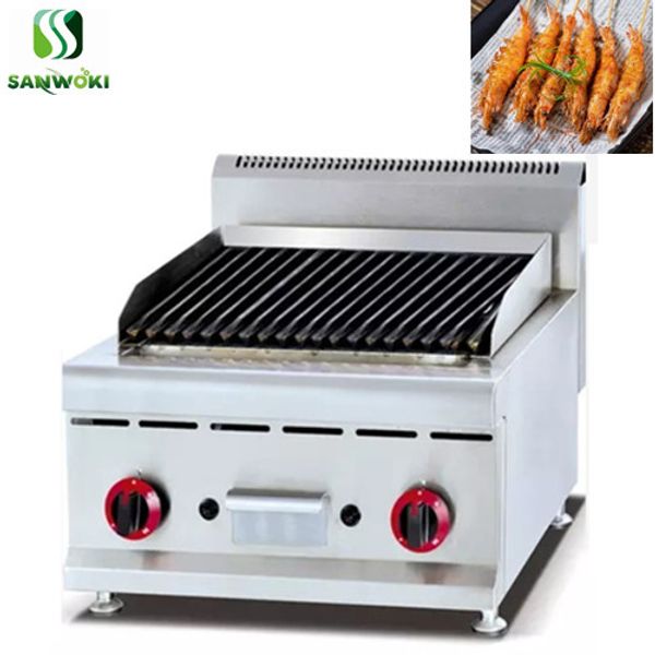 

double head gas heating lava rock grill barbecue roasting machine lava rock volcanic stone grooved oven burn grill