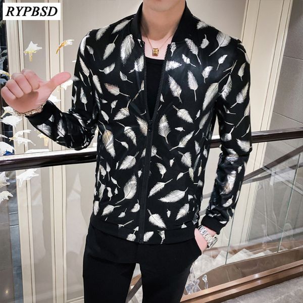 

тонкая куртка мужчины 2020 мода печати slim fit bomber jacket человек с длинным рукавом лето мужчины повседневная одежда защита от солнца, Black;brown