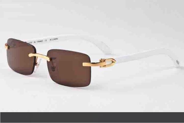 

wood sunglasses 2017 men vintage brand designer sunglasses for women brand rimless buffalo horn glasses with box eyewear summer style luxur, White;black