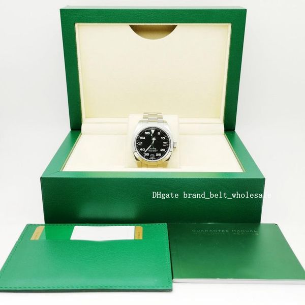 

верхняя коробка + 40 мм азия 2813 нержавеющая сталь черный зеленый циферблат мужские автоматические 40 мм часы и корпус 116900 автоматически, Slivery;brown