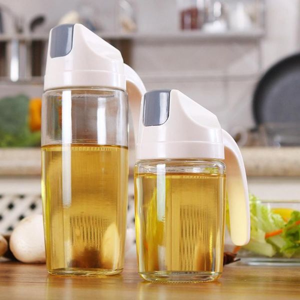 

kitchen leakproof olive oil vinegar dispenser bottle automatic cap storage jar 2020