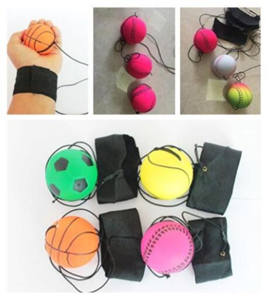 

2019 low price 5 tyle fun toy bouncy fluore cent rubber ball wri t band ball board game funny ela tic ball training anti tre