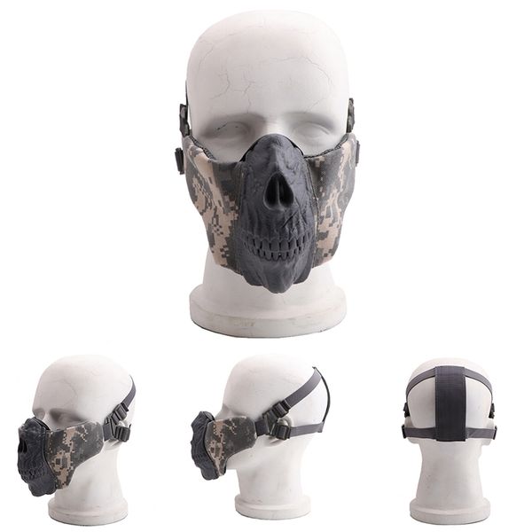 

half face mask skeleton pattern lightweight folding mouth protector protective mask for cs matches 2020 i, Black
