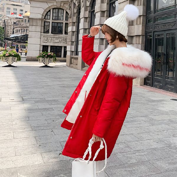 

wholesale new cotton clothes women thick long section lambskin liner plus velvet winter coat, Black
