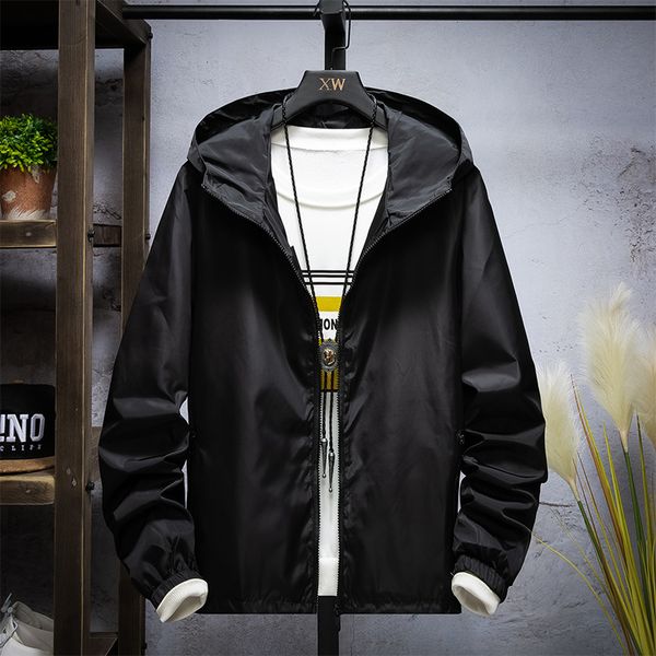 

men's jackets fall 2019 slim solid color hooded long-sleeved jacket loose casual personality young men's wear, Black;brown
