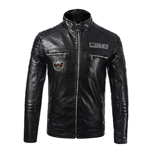 

mens designer jacket leather hommes leather coat fashion style motorcycle thick jacket windbreaker leather waterproof brand jacket, Black;brown