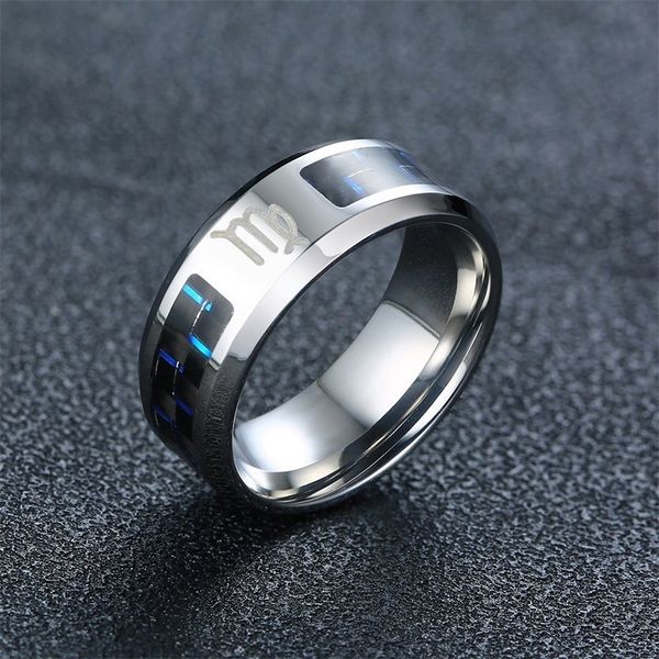 

personalized ring men constellation stainless steel jewelry horoscope aries zodiac custome name date anel anillo, Slivery;golden