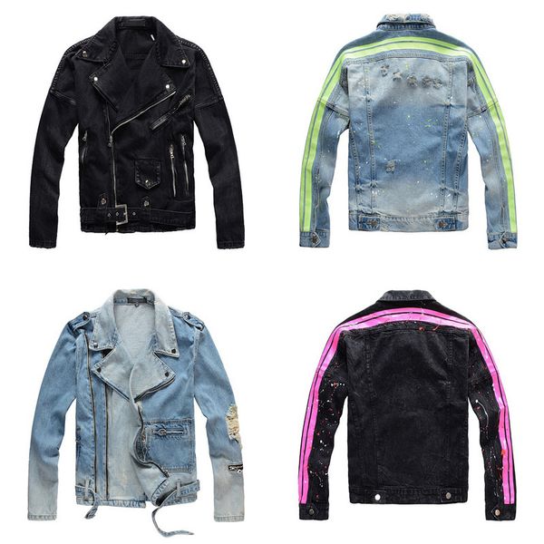 

designs mens jeans jacket slim fit engine designer denim man jacket blue street solid casual vintage, Black;brown