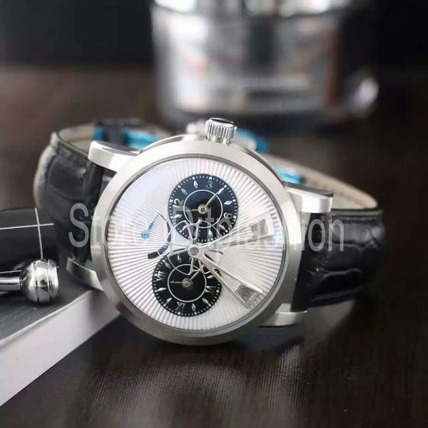

fashion automatic mechanical self winding watch men silver dial special design power reserve display classic leather strap clock 559t, Slivery;brown