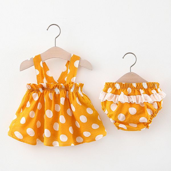 

clothes summer dot polka print clothes set baby sleeveless and shorts 2pcs kids children clothing, White