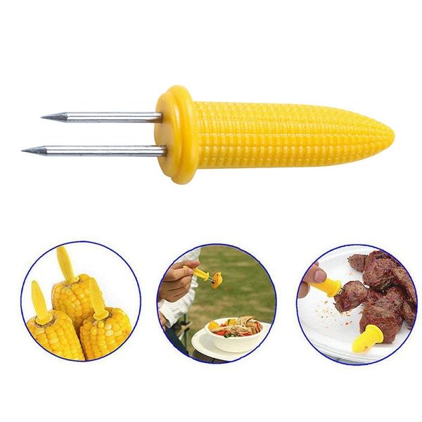 

кукуруза форма вилка барбекю мясо вилки хот-дог кукуруза на початке держатели фруктовые вилки барбекю партии кухонные принадлежности
