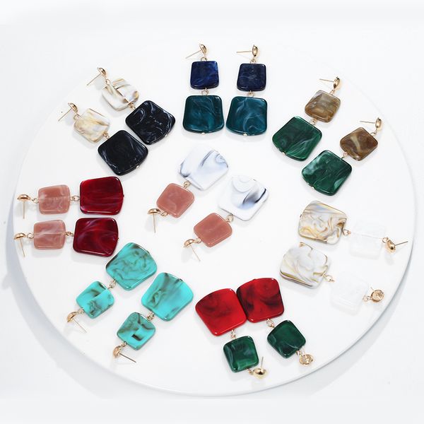 

New Candy Color Acetate Earrings Korean Temperament Versatile Minimalist Geometry Women Beautiful Acrylic Dangle Earrings