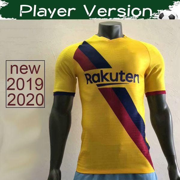 

player version 2020 #10 messi away soccer jerseys 19/20 #17 griezmann #9 suarez #8 arthur football shirts customized football uniforms, Black;yellow