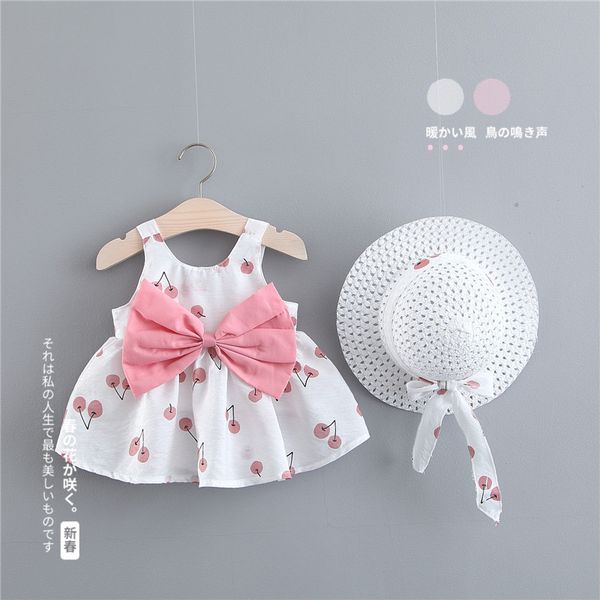 

kids designer clothes girls childrens dress 2020 new style girls summer dress children-3 years old baby printed cherry sleeveless vest skirt, Red;yellow