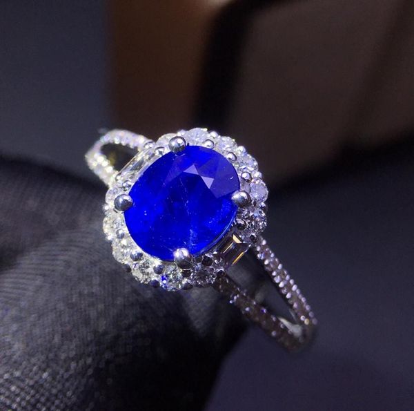 

изысканные ювелирные изделия природные василек синий сапфир 1.29ct мьянма происхождение драгоценных камней алмазы ювелирные изделия для женщ, Golden;silver