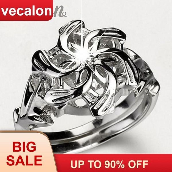 

classic vintage wedding band ring for women lotr the galadriel nenya charm 3ct 5a zircon 925 soild sterling silver ring j190714, Slivery;golden