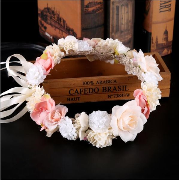 Wedding Flower Garland Crown Headband Floral Wreath Hairband