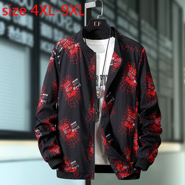 

new arrival spring autumn extra large jackets men loose coats thin stand casual print fashion plus size 3xl4xl5xl6xl7xl8xl9xl, Black;brown