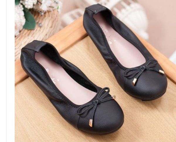 

women's shoes in spring and autumn flat bottom round head anti-skid soft, Black