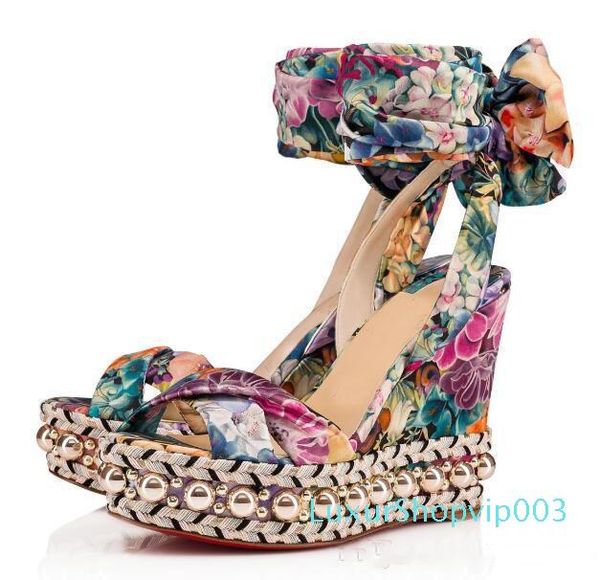 

spring/summer red bottom levantinana wedge sandal braided wedges ankle strap lady high heels women's party wedding shoes eu35-42, Black