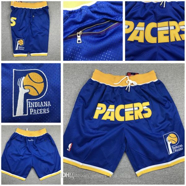 

new indiana pacers jersey 4 oladipo 31 miller just don stitched breathable pocket pants sweatpants classic sportswear basketball shorts, Black;red