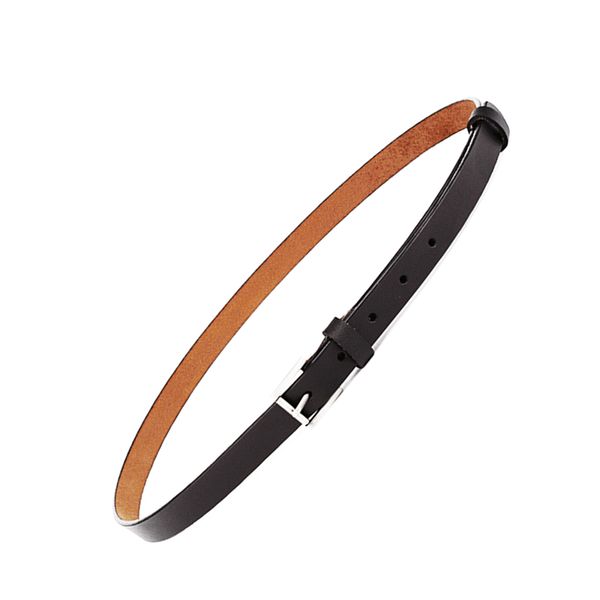

women girl casual needle buckle leather thin belt waistband trouser dress decoration belt, Black;brown
