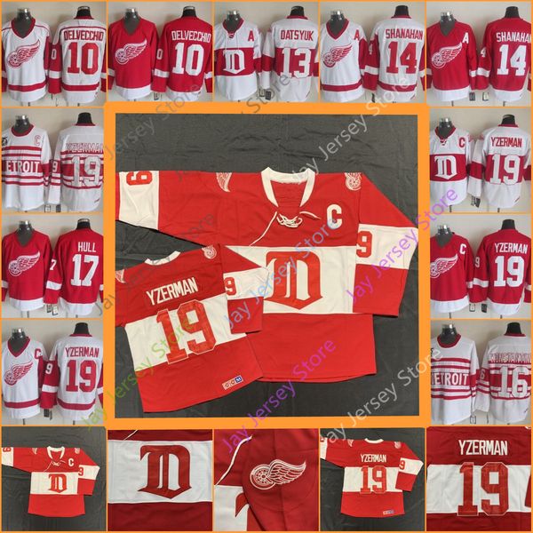 

Steve Yzerman Detroit Red Wings Jersey CCM Ice Hockey Alex Delvecchio Pavel Datsyuk Brendan Shanahan Vladimir Konstantinov Brett Hull