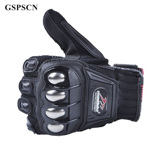 

gspscn motorcycle gloves moto men motocross leather glove long cycling protective gear racing guantes metal protection, Black