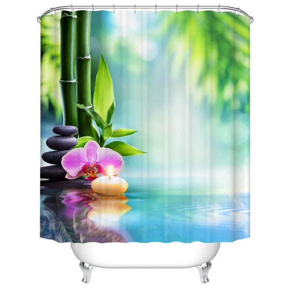 

waterproof green plant shower curtain forest with hooks bathroom curtains bamboo single print bath bathing large 180x180cm