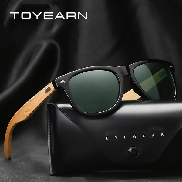 

toyearn 2019 new classic vintage bamboo square sunglasses men women brand design wooden leg mirror sun glasses goggles for male jmeds