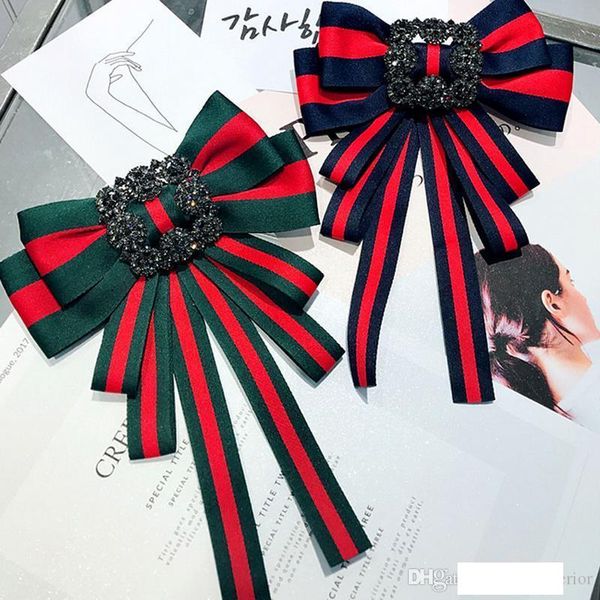

красный зеленый стипе большой bowknot брошь женщины luxury брошь костюм pin отворотом рубашка воротник галстук брошь для подарка партии, Gray