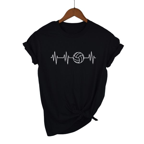 

2019 лучшего качество хлопок способ лето heartbeat рубашки женщин волейболистка t короткий рукав хлопок o-образный вырез футболка casual tee, White