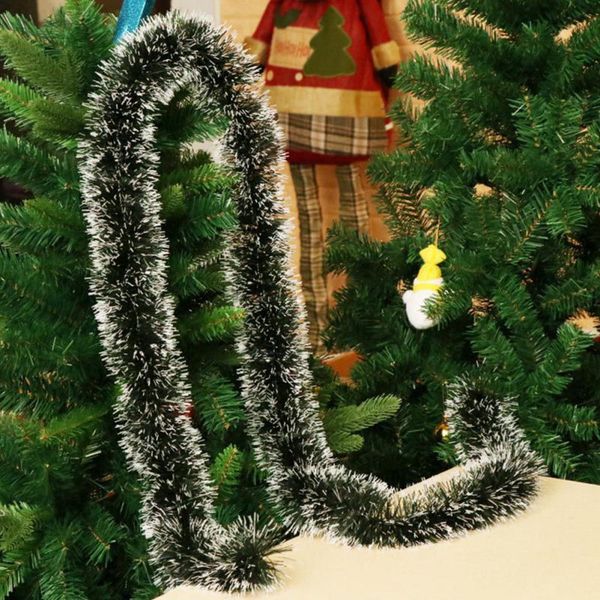 

2019 2m christmas decoration bar ribbon garland christmas tree ornaments white dark green cane tinsel party supplies