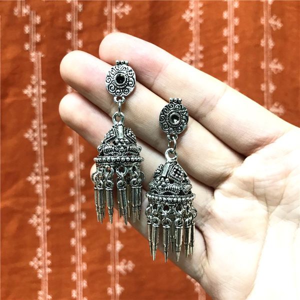 

2019 new holiday travel lantern knife lady fashion earrings vintage national wind earrings bohemian jewelry wholesale, Silver