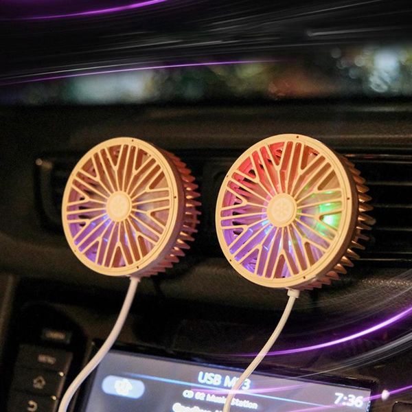 

car fans portable mini cool colorful led lights usb power car auto powerful cooling air fan for air vent mounted