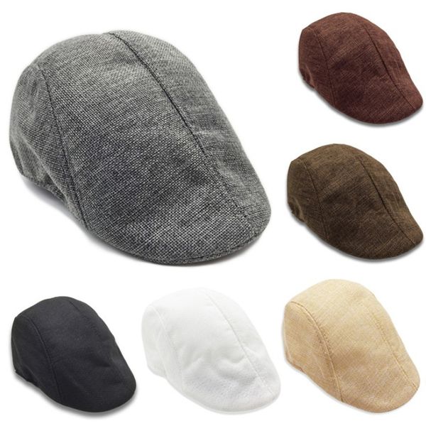 

2019 summer beret caps for men women vintage news boy cap cabbie gatsby linen outdoor hats brand sun hat duckbill caps, Blue;gray