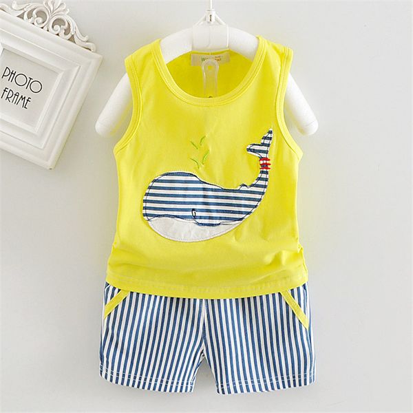 

bibicola 2017 baby boys clothes sets kid cartoon whale vest +short pant summer style baby suits toddler clothing sets, White