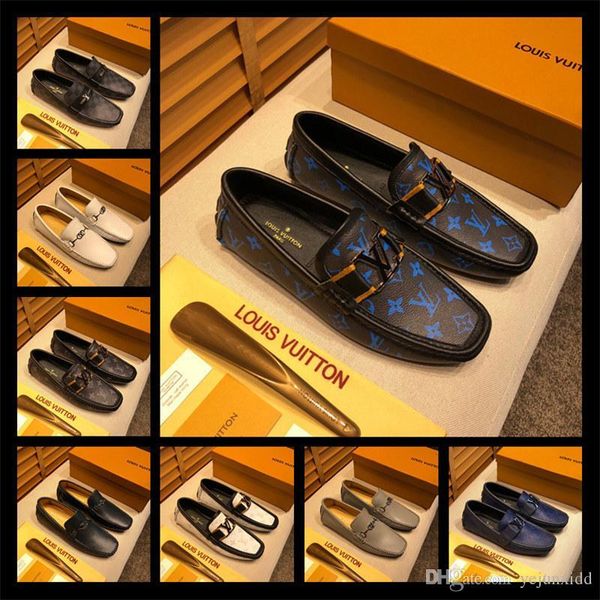 

luxuries l design ce dress shoes black brown suede leather casual loafers men slip on pointed oxford shoes with box 38-46