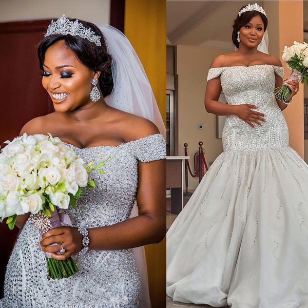 Dubai African Plus Size Wedding Dress Mermaid Off Shoulder