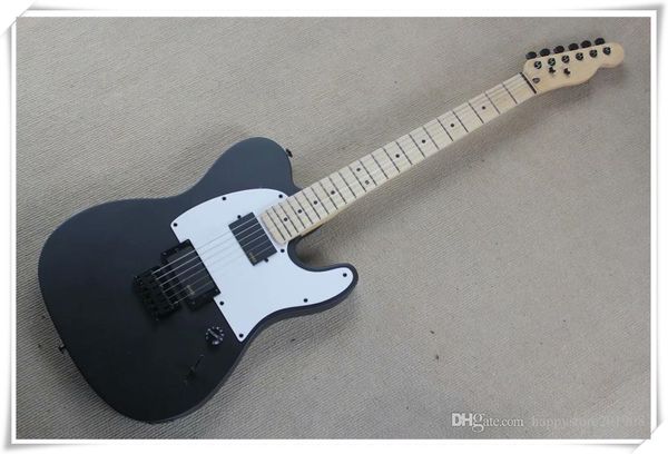 

wholesale factory matte black body electric guitar with signature,rosewood fingerboard,white pickguard,2 pickups,can be customized