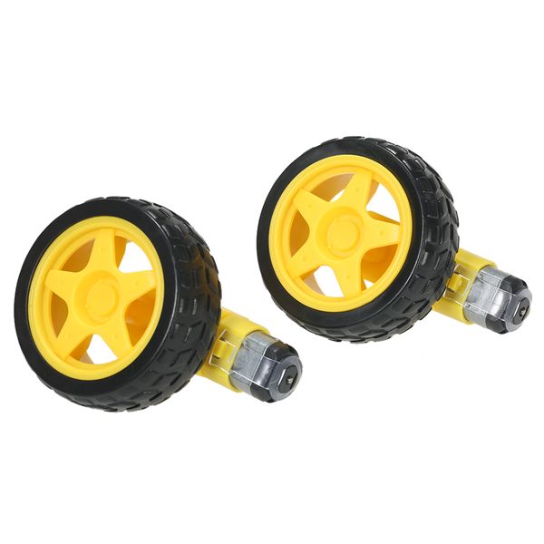 

2 sets dc gear motor + tire wheel for arduino dc 3v-6v smart car diy project